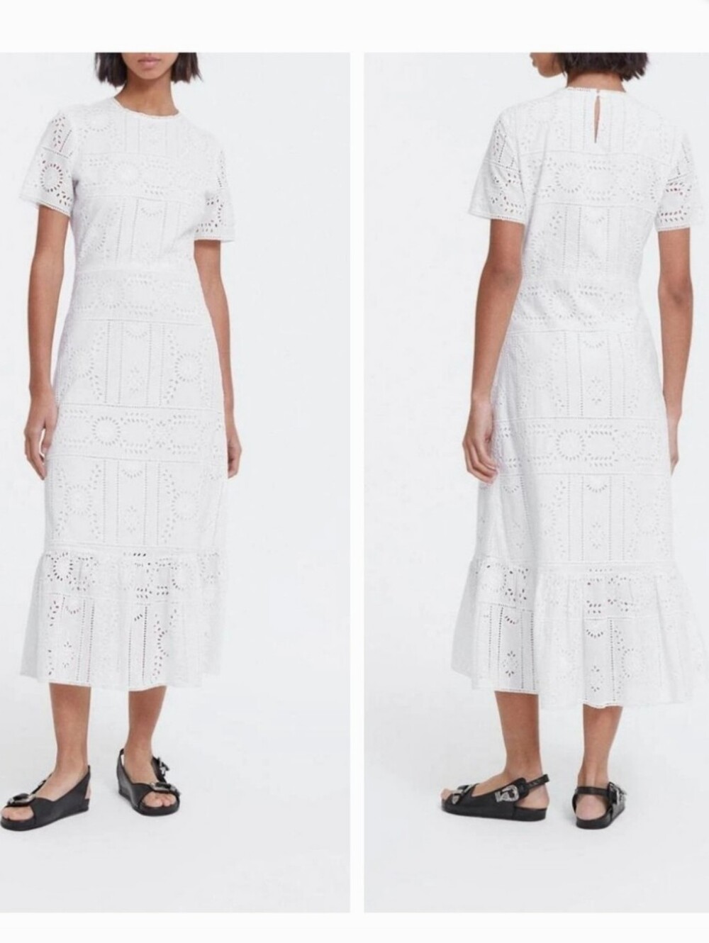 NWT The Kooples Womens Eyelet Flower Sheath Dress White Size FR 2, US Medium